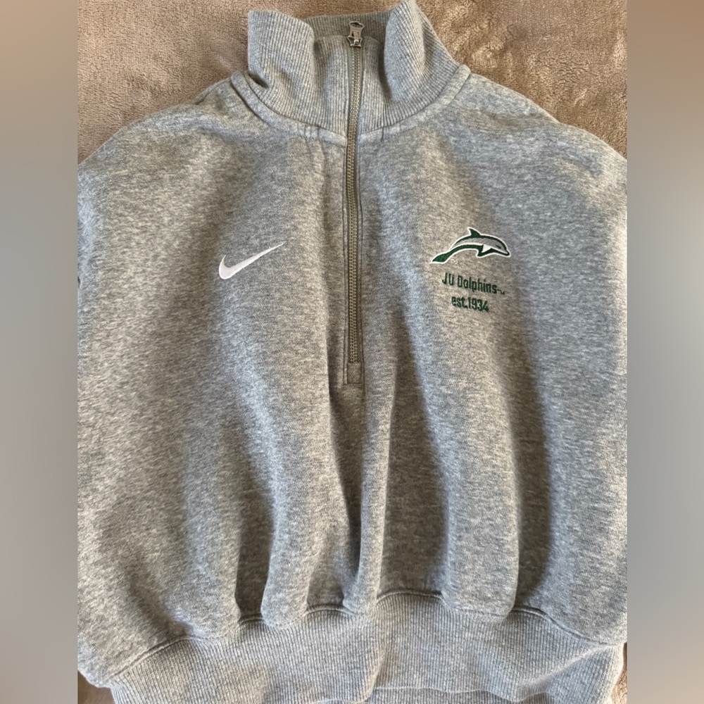 Nike JU Dolphins Cropped Quarter Zip Sweatshirt XS Gray Minimalist Athleisure - Picture 4 of 12